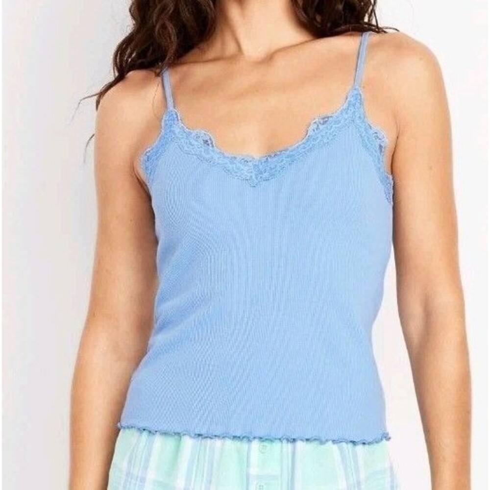 NWT Women's Old Navy Lace Trim Cami Top Size S Blue N7